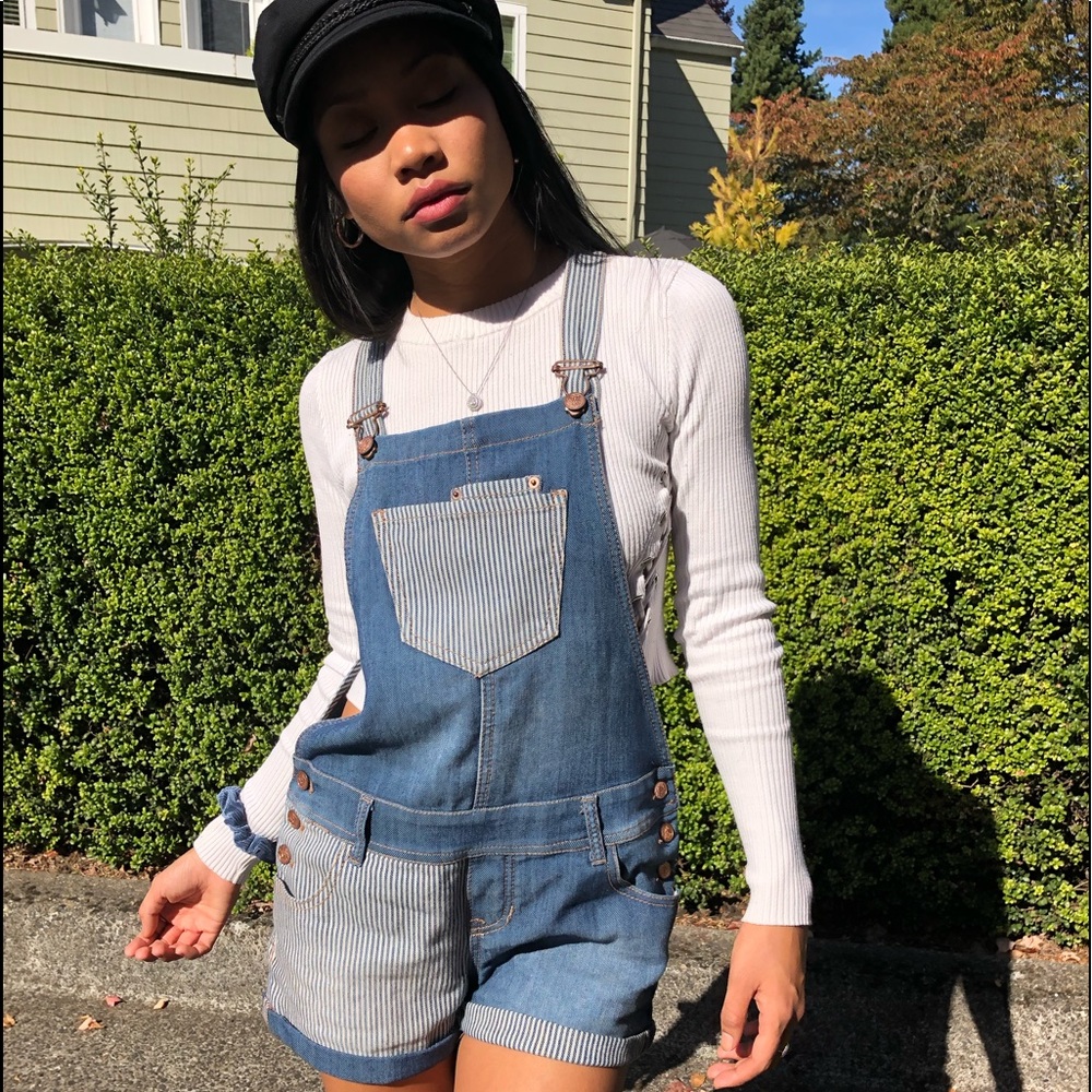American Rag Striped Overalls